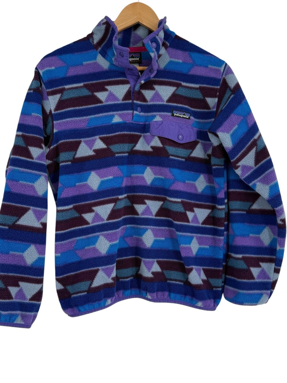 Patagonia Synchilla Womens Size Medium Purple Snap T Aztec Fleece Pullover